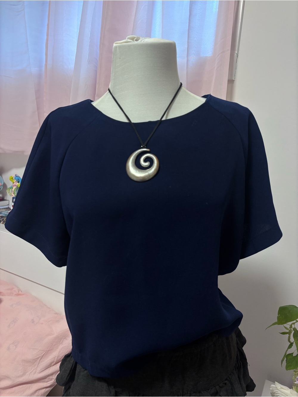 navy blue flowy blouse